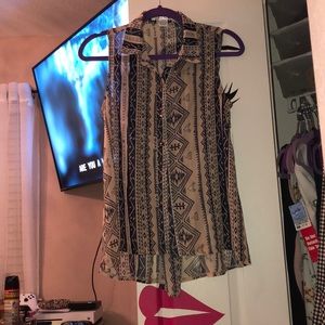 Beige and navy blue shirt